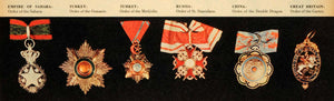 1945 Print Medal Order Sahara Osmanie Medjidie Stanislaus Dragon Award FZ7