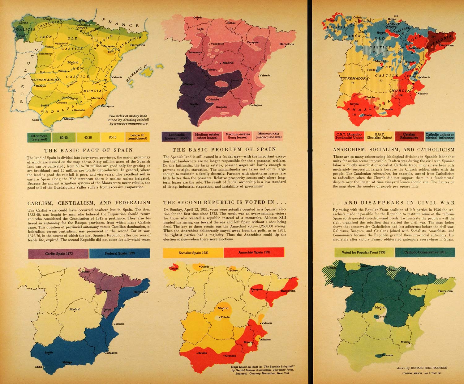 1945 Print Map Spain Socialist Federal Civil War Province Murcia Castile FZ7