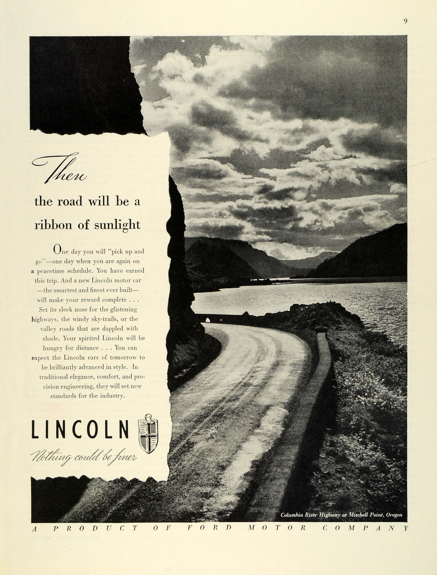 1945 Ad Lincoln Automobiles Columbia River Highway Mitchell Point Oregon FZ8
