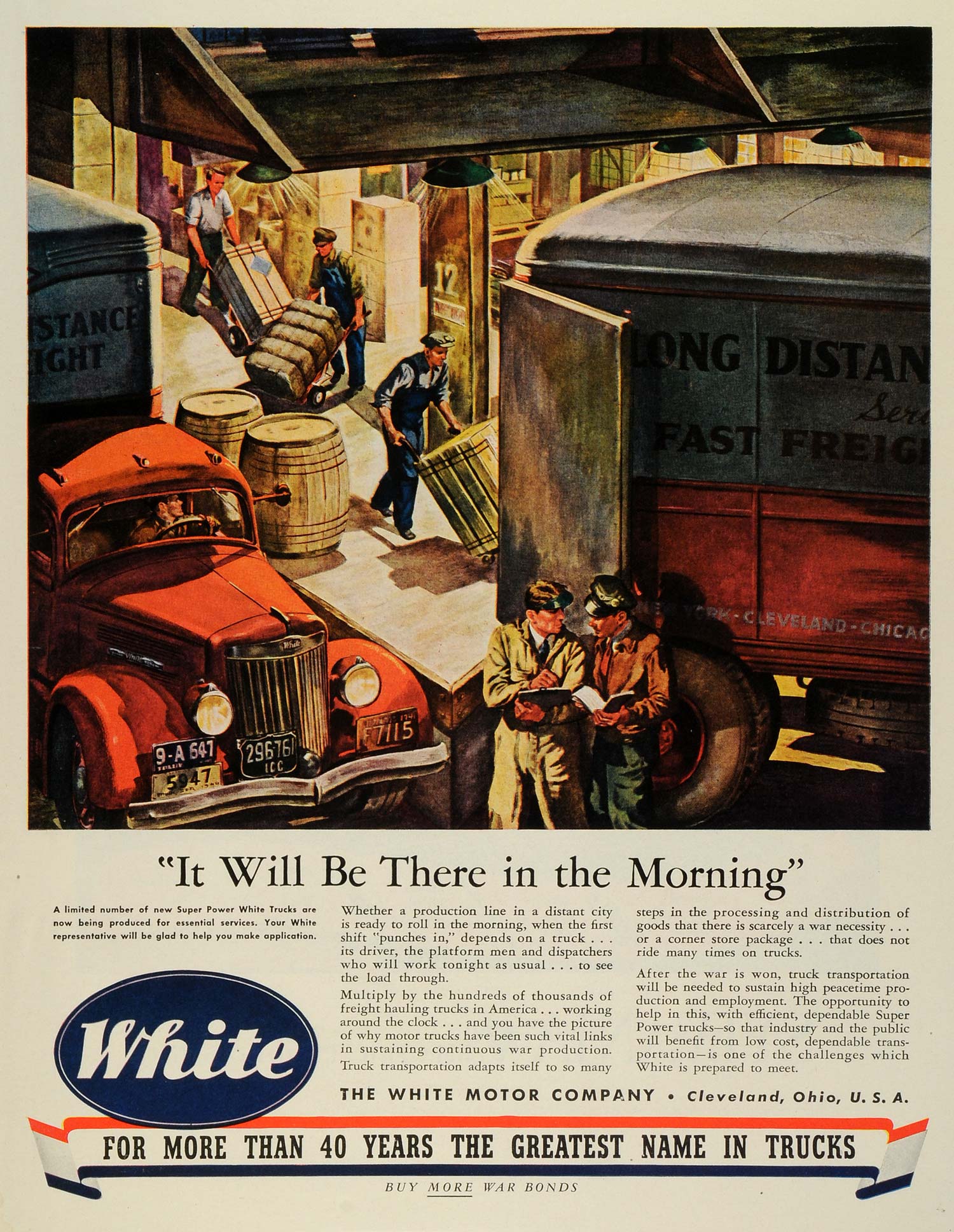 1945 Ad White Super Power Trucks Commercial Industrial Shipping Hauling WWII FZ8
