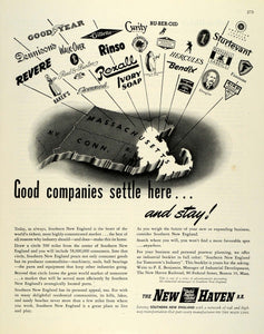1945 Ad New England New Haven Railroad Travel Tourism WWII Industrial FZ8