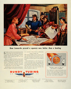 1945 Ad Bundy Tubing Welding Industrial Manufacturing Bundyweld Da Vinci Art FZ8
