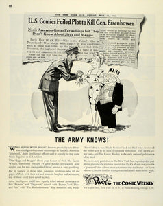 1945 Ad Puck Comic Weekly Publication Jiggs WWII Army Intelligence FZ8