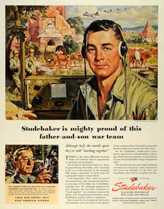 1945 Ad Studebaker WWII War Production Roman Kowalski Military Father Son FZ8