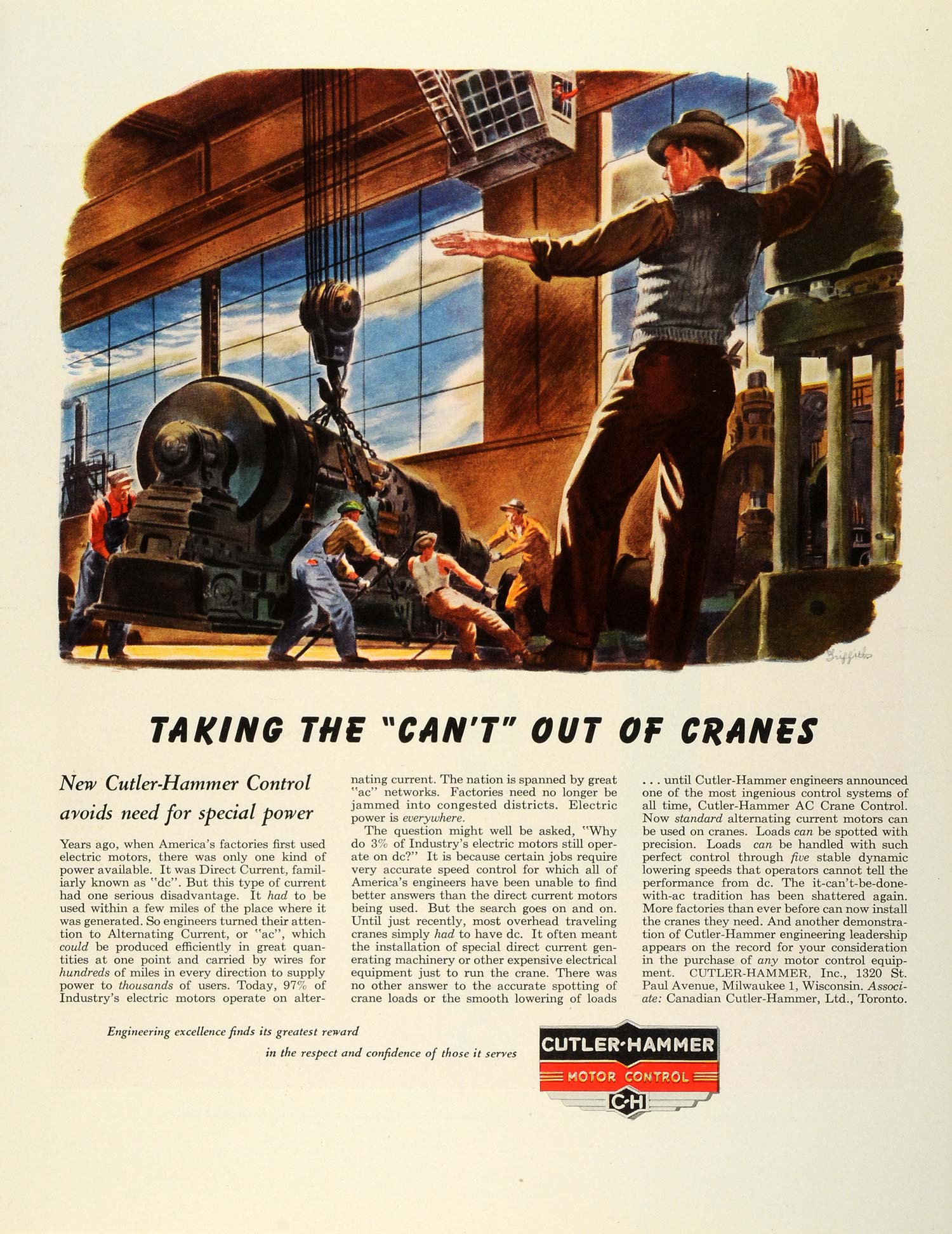 1945 Ad Cutler Hammer Motor Control Industrial Manufacturing WWII War FZ8