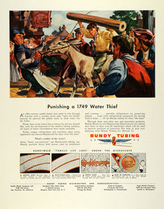 1945 Ad Bundy Tubing Wooden Water Pipe Thief 18th Century Copper Products FZ8