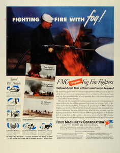 1945 Ad Food Machinery Corp San Jose FMC Fog Fire Fighters Army E Navy Flag FZ8