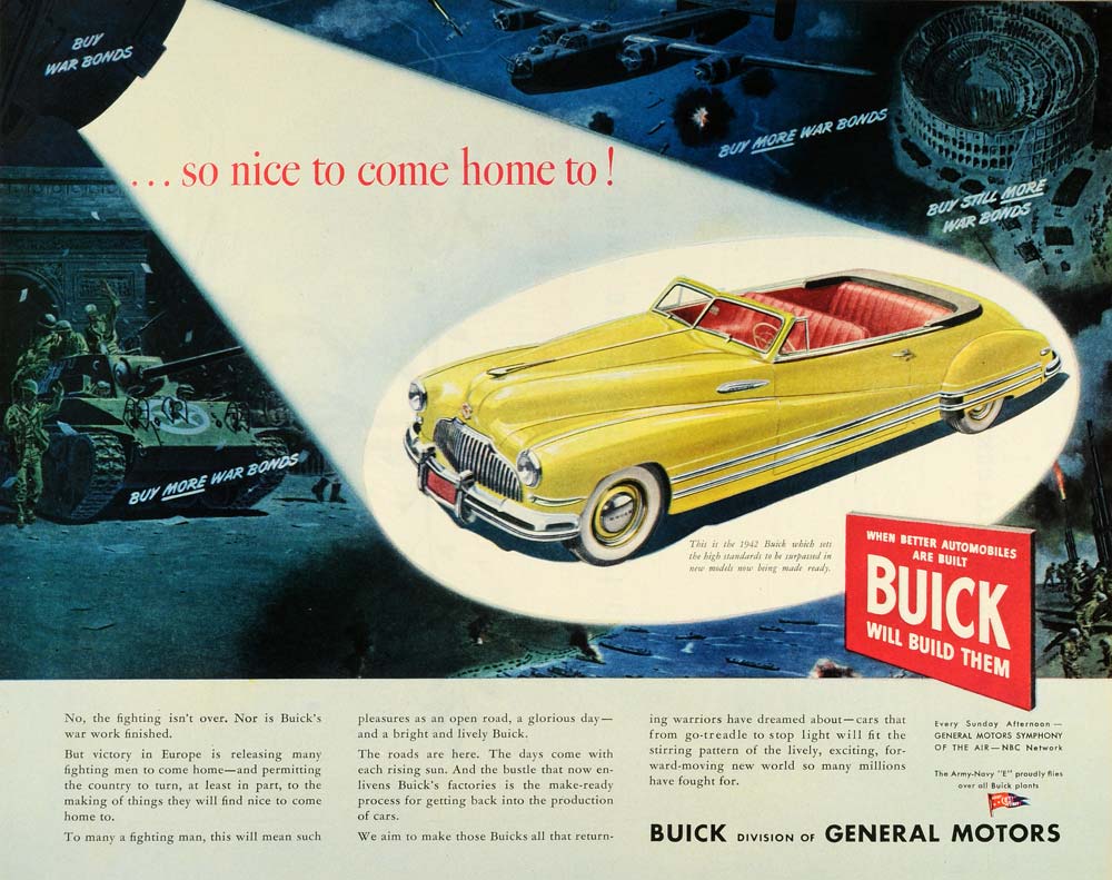 1945 Ad Buick General Motors War Bonds Military Truck Yellow Auto FZ8