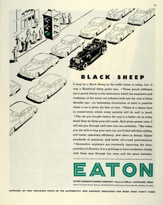 1945 Ad Eaton Manufacturing Co Black Sheep Car Traffic Lanes Precision Parts FZ8