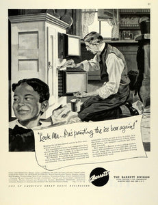 1945 Ad Barrett Coal-Tar Chemical Phthalic Anhydride Painted Ice Box Father FZ8