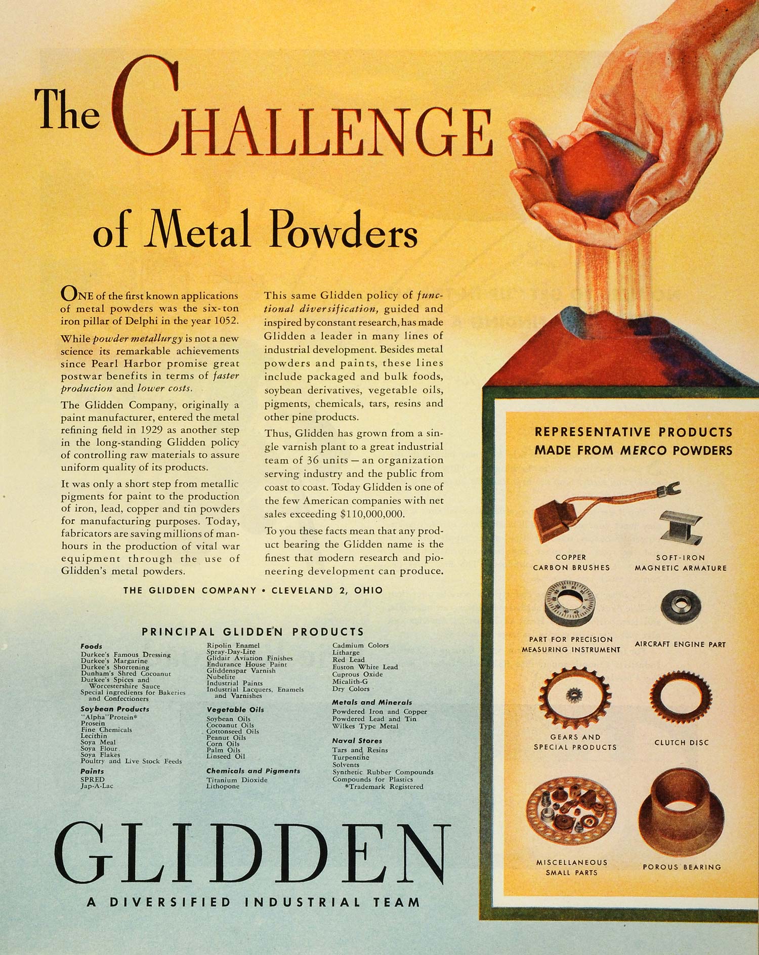1945 Ad Glidden Metal Powder Merco Copper Carbon Brushes Magnetic Armature FZ8