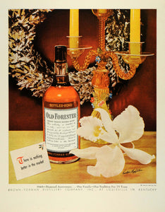 1945 Ad Brown Forman Christmas Crown Light Candles Set Old Forester Whisky FZ8