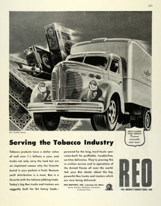 1945 Ad Reo Motors Lansing Tobacco Truck Cargo Tractor Pipe Mixture FZ8