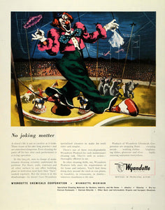 1945 Ad Wyandotte Chemicals Michigan Cleaning Materials Circus Clown FZ8