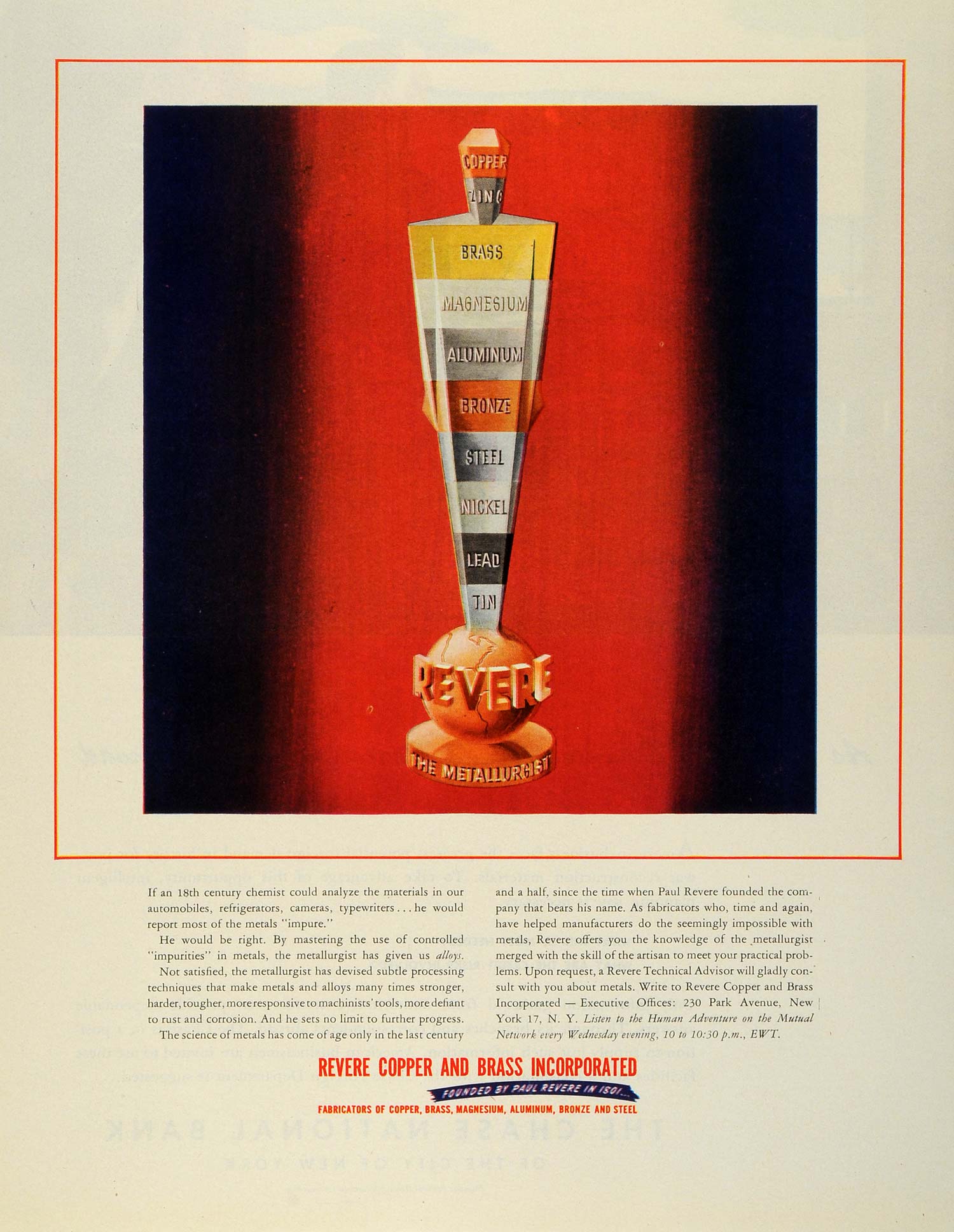 1945 Ad Revere Copper Brass Metallurgy Materials Alloys Bronze Steel Nickel FZ8