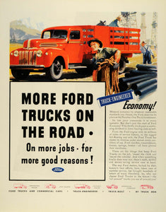 1945 Ad Ford Logo Heavy Trucks Commercial Car Factory Equipment Workers FZ8