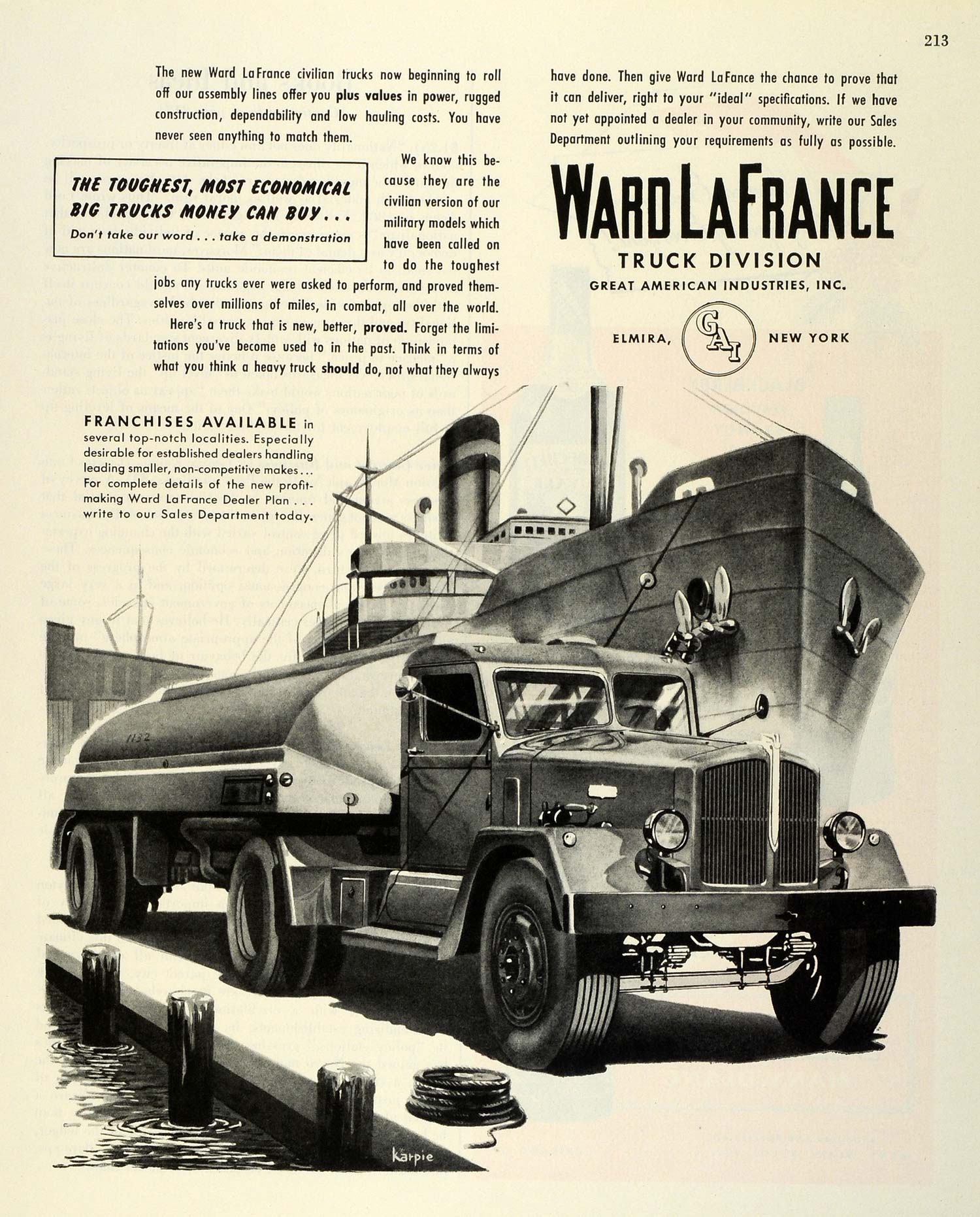 1945 Ad Ward LaFrance Truck Division Elmira New York Motor Vehicle Trailers FZ8