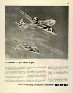 1945 Ad Boeing 377 Stratocruiser Airliner WWII B-29 Superfortress Victory FZ8