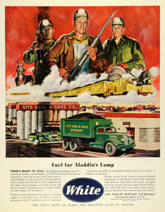 1945 Ad White Motor Miners City Coal & Coke Co Truck Factory Cleveland Ohio FZ8