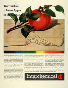 1945 Ad Interchemical Apple Leaf McIntosh Research Recording FZ8