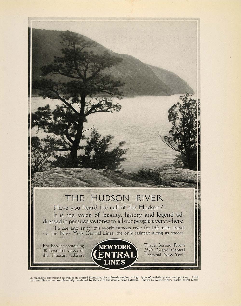 1913 Print New York Central Lines Railroad Hudson River ORIGINAL HISTORIC GAC1