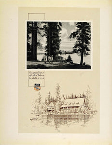1913 Lithograph Union Pacific Overland Route Lake Tahoe - ORIGINAL GAC1