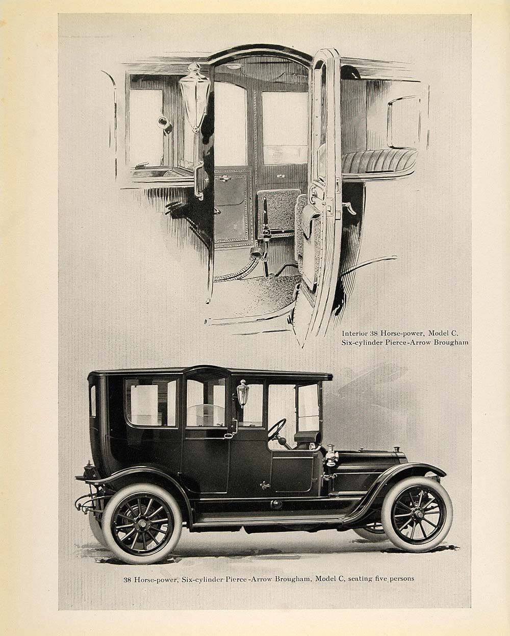 1913 Print Pierce Arrow Brougham Model C Vintage Car - ORIGINAL HISTORIC GAC1
