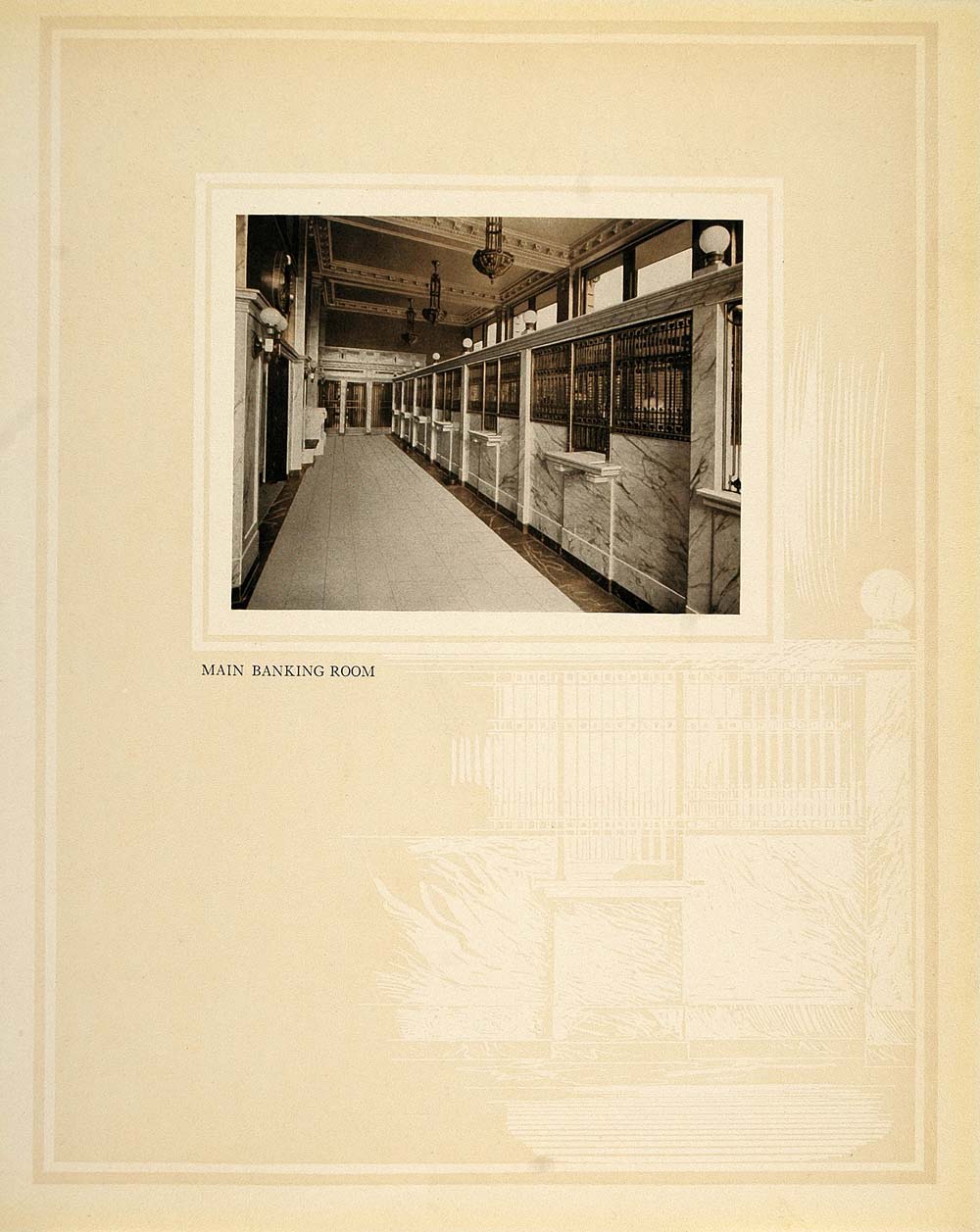 1913 Lithograph Newark Trust Bank Interior A. H. Heisey - ORIGINAL GAC1