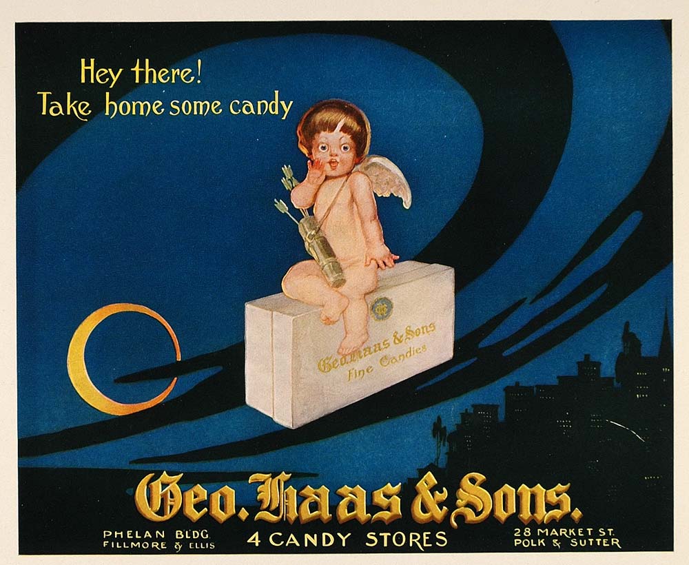 1913 Print Geo Haas Sons Candy Stores Cupid Mini Poster - ORIGINAL GAC1