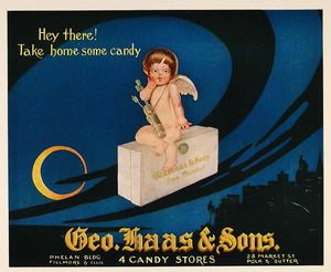 1913 Print Geo Haas Sons Candy Stores Cupid Mini Poster - ORIGINAL GAC1