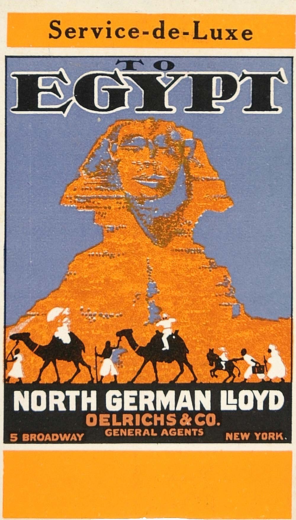 1913 Egypt Sphinx Camel North German Lloyd Mini Poster - ORIGINAL GAC1