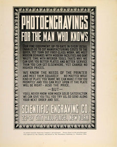 1913 Print Ad Scientific Engraving Co. Printing NYC - ORIGINAL HISTORIC GAC1