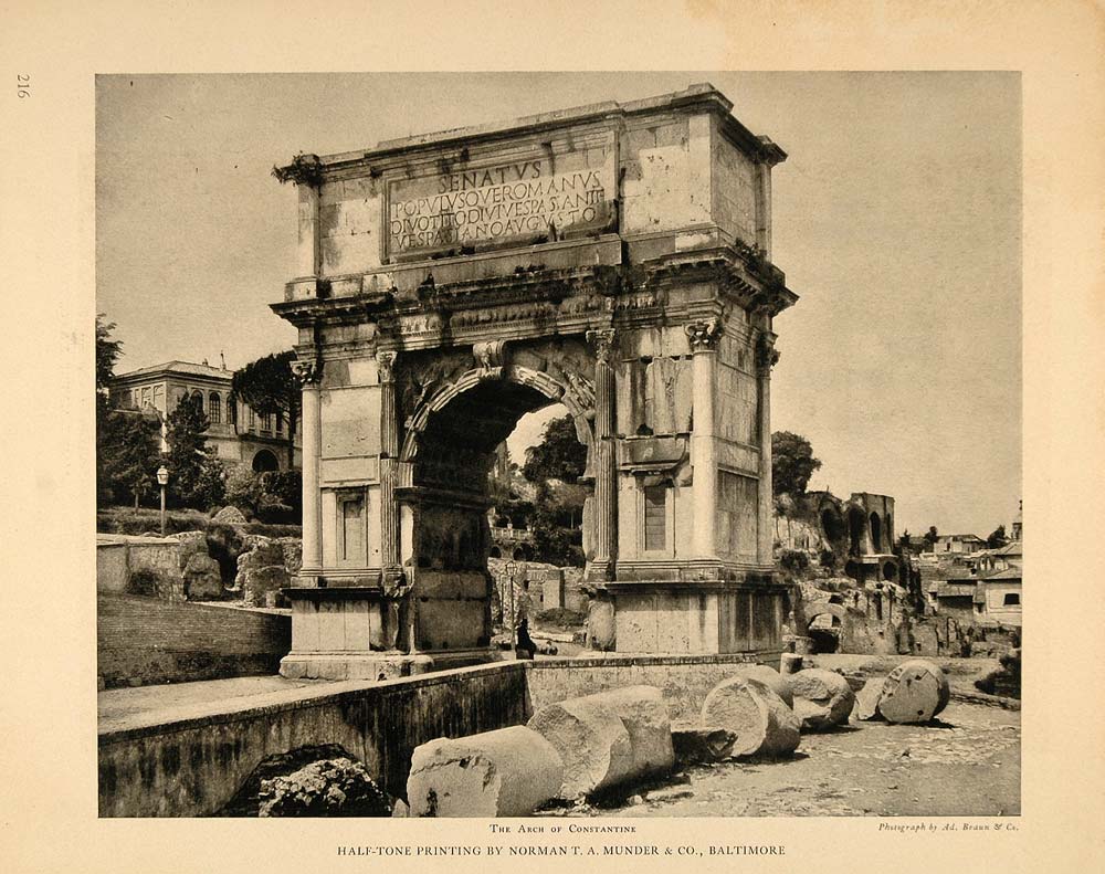 1913 Print Arch of Titus Via Sacra Roman Forum Rome - ORIGINAL HISTORIC GAC1
