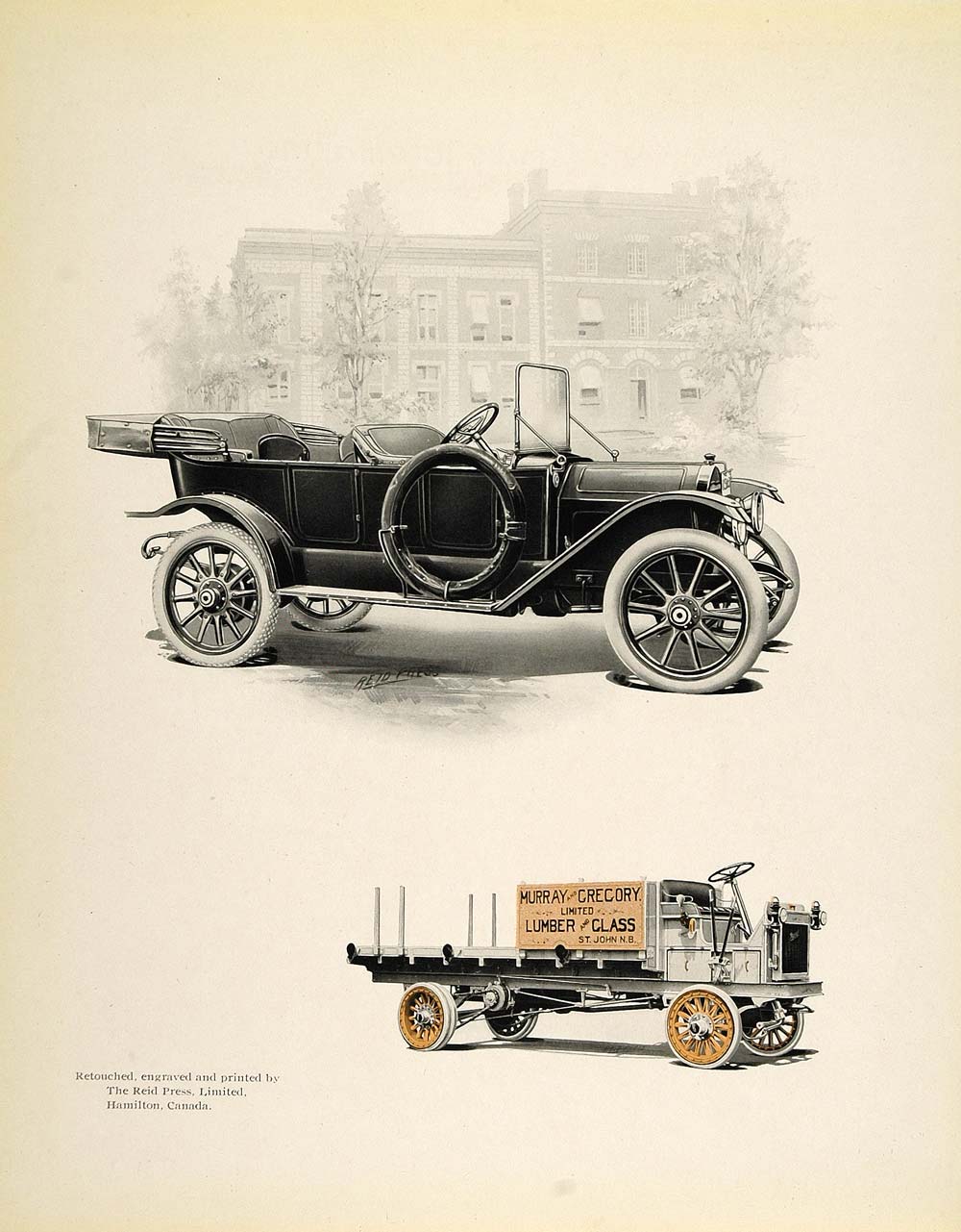 1913 Print Vintage Antique Automobile Delivery Truck - ORIGINAL GAC1