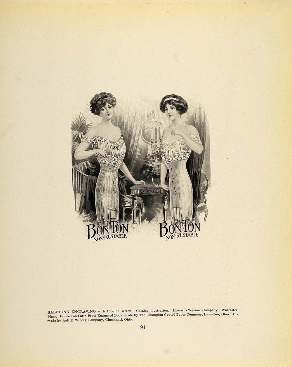 1913 Print Vintage Bon Ton Corset Edwardian Lingerie - ORIGINAL HISTORIC GAC1