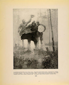1913 Halftone Print Illustration Three Men N. C. Wyeth ORIGINAL HISTORIC GAC1
