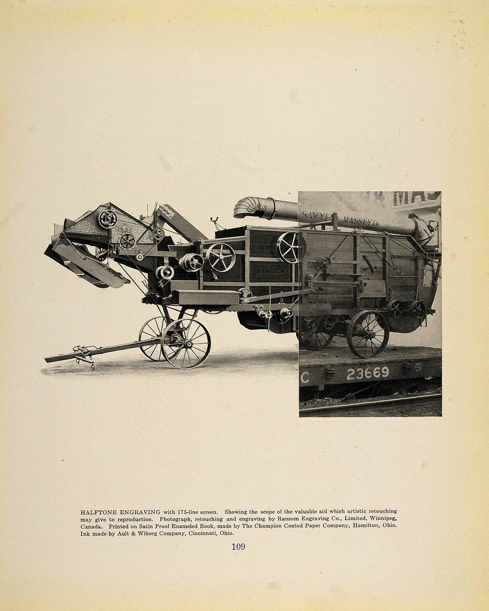 1913 Print Antique Sawyer & Massey Thresher Machine - ORIGINAL HISTORIC GAC1 - Period Paper
