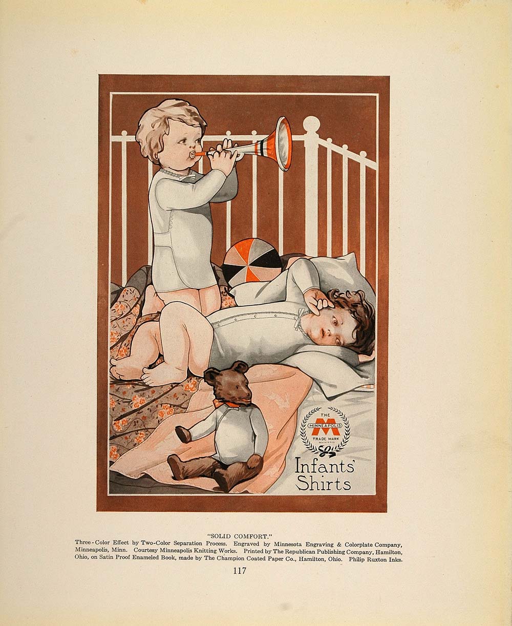 1913 Vintage Print Infant Shirts Babies Crib Teddy Bear - ORIGINAL GAC1