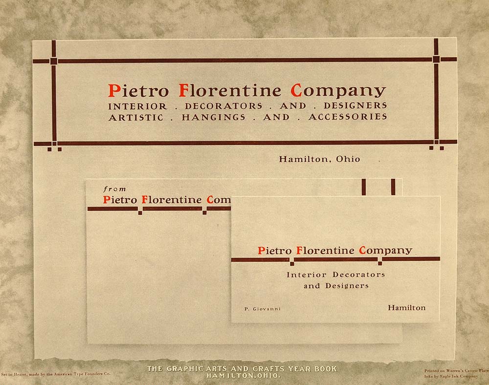 1913 Print Letterhead Envelope Business Card Samples - ORIGINAL GAC1