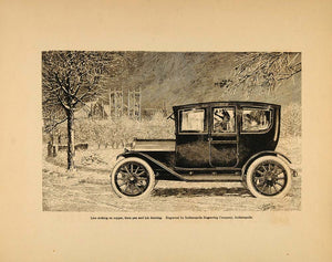 1913 Print Antique Enclosed Automobile Car Auto Winter ORIGINAL HISTORIC GAC1