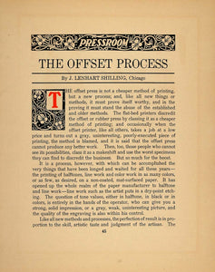 1913 Print Article Offset Printing J. Lenhart Shilling - ORIGINAL GAC1