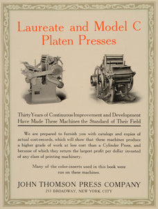 1913 Ad Vintage Laureate Model C Platen Printing Press - ORIGINAL GAC1