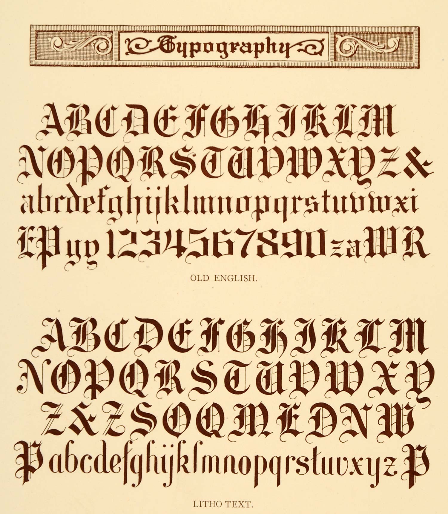 1913 Lithograph Typography Alphabet Old English Font - ORIGINAL GAC1 ...