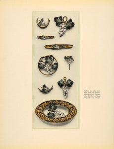 1913 Art Nouveau Costume Jewelry Pin Brooch Clip Print - ORIGINAL GAC1