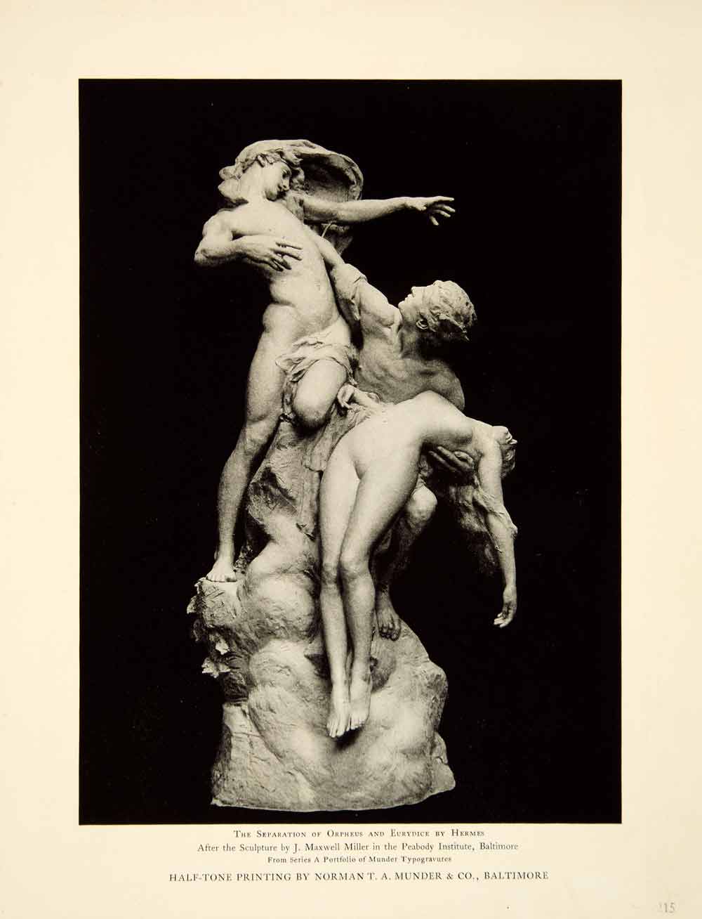 1913 Print Sculpture Separation Opheus Eurydice Hermes J. Maxwell Miller GAC1