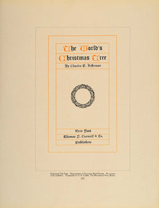 1907 Book Title Page Design Worlds Christmas Tree Print - ORIGINAL GAC2