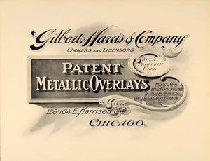 1907 Ad Gilbert Harris Company Patent Metallic Overlays - ORIGINAL GAC2