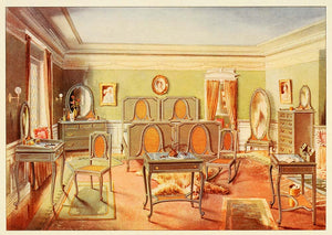 1908 Bedroom Interior Design Bed Bear Rug Furniture - ORIGINAL GAC3