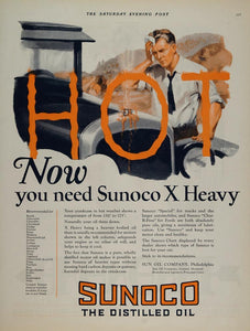 1925 Ad Sunoco X Heavy Motor Oil Hot Radiator Proehl - ORIGINAL ADVERTISING GAS1