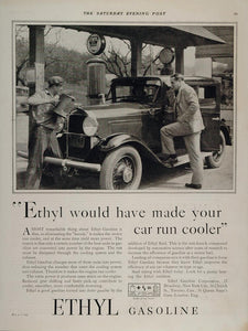 1929 Ad Ethyl Antiknock Gasoline Station Vintage Car - ORIGINAL ADVERTISING GAS1